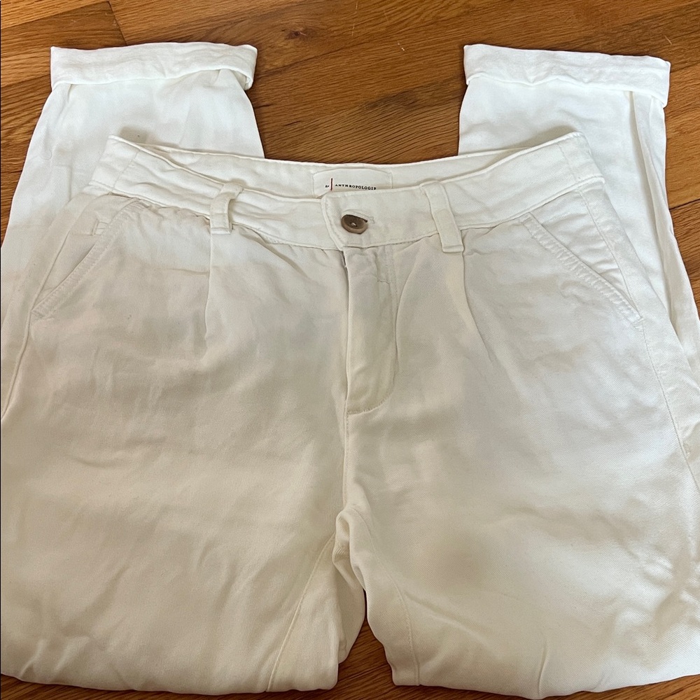 Anthropologie Cream Trousers